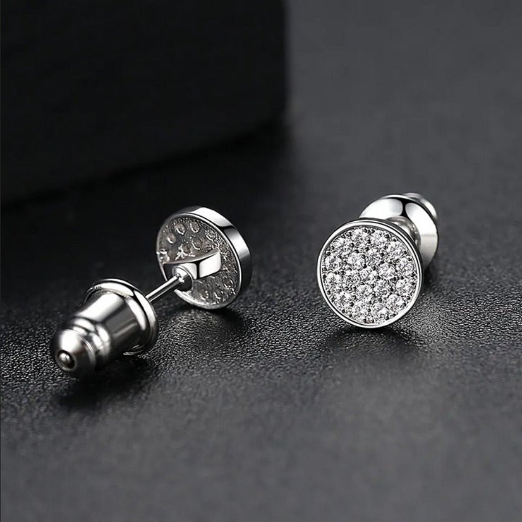 Solid 925 Sterling Silver 2ct Diamond Mens Stud Earrings Round Studs Jewelry Ct